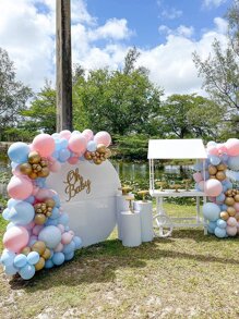 106 件淡蓝色和粉色乳胶气球花环拱门套件适用于毕业典礼、生日、婚礼、周年纪念、庆典、派对装饰 - 彩色 - 查看 6