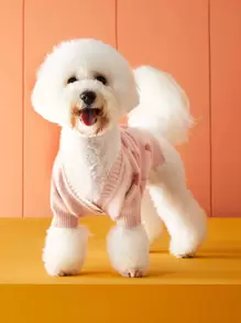 UFBemo 1pc Pet Sweater, Heart Pattern Cardigan, Cute Style, Suitable For Teddy, Bichon Frise, Maltese Cats And Small Dogs