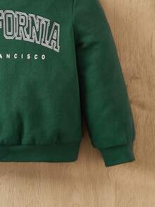 SHEIN Baby Contrast Collar Letter Graphic Sweatshirt - Dark Green - View 4