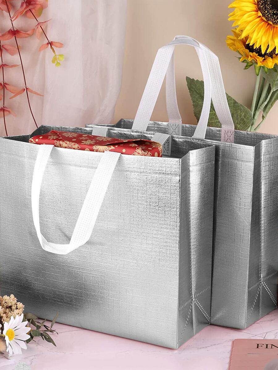 4入組素色禮品袋 - 銀色 - 查看 1