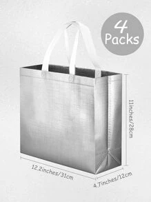 4入組素色禮品袋 - 銀色 - 查看 3