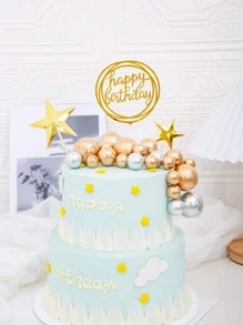 6pcs Birthday Cake Topper,Christmas - Gold - View 2