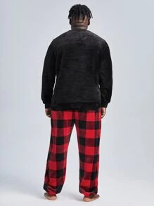 SHEIN Extended Sizes Men Buffalo Plaid Print PJ Set - Multicolor - View 2