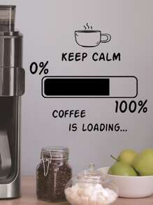 1pc Slogan Graphic Wall Sticker, Modern Coffee & Letter Graphic Wall Decal For Home Decoration - Black - View 1