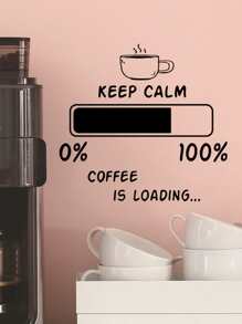1pc Slogan Graphic Wall Sticker, Modern Coffee & Letter Graphic Wall Decal For Home Decoration - Black - View 2