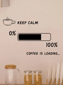 1pc Slogan Graphic Wall Sticker, Modern Coffee & Letter Graphic Wall Decal For Home Decoration - Black - View 4