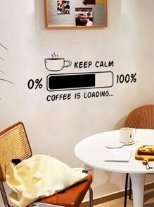 1pc Slogan Graphic Wall Sticker, Modern Coffee & Letter Graphic Wall Decal For Home Decoration - Black - View 6