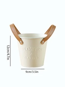 1入組鐵花現代字母圖案植物容器 - 米色 - 查看 4