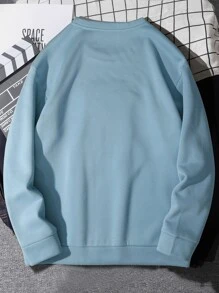 Manfinity Hypemode Men Japanese Character And Cartoon Graphic Thermal Lined Pullover Without Tee - Baby Blue - View 2