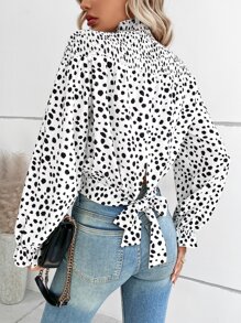 SHEIN Unity 斑點印花荷葉袖襯衫