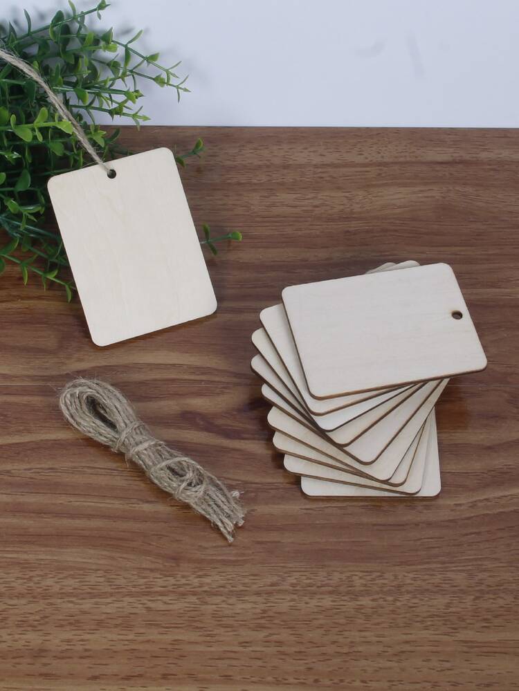 10pcs Wooden Christmas Tree Hanging Ornaments - Beige - View 2