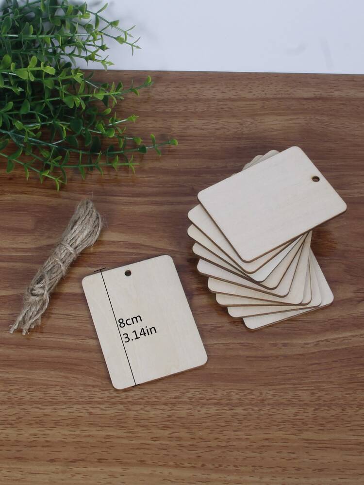 10pcs Wooden Christmas Tree Hanging Ornaments - Beige - View 3