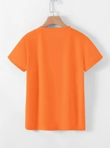 SHEIN LUNE Glasses And Slogan Graphic Tee - Orange - View 2
