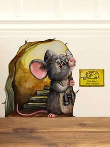 1 pieza Pegatina de pared ratón de dibujos animados - Multicolor - Ver 2