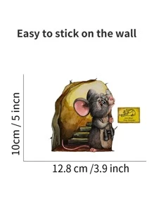 1 pieza Pegatina de pared ratón de dibujos animados - Multicolor - Ver 3
