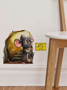 1 pieza Pegatina de pared ratón de dibujos animados - Multicolor - Ver 4