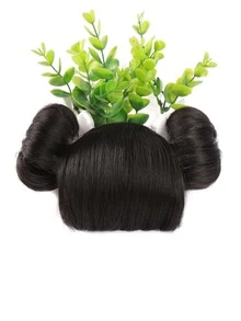 Short Synthetic Hair Bangs With Headband - Black - View 3