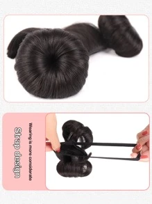 Short Synthetic Hair Bangs With Headband - Black - View 4