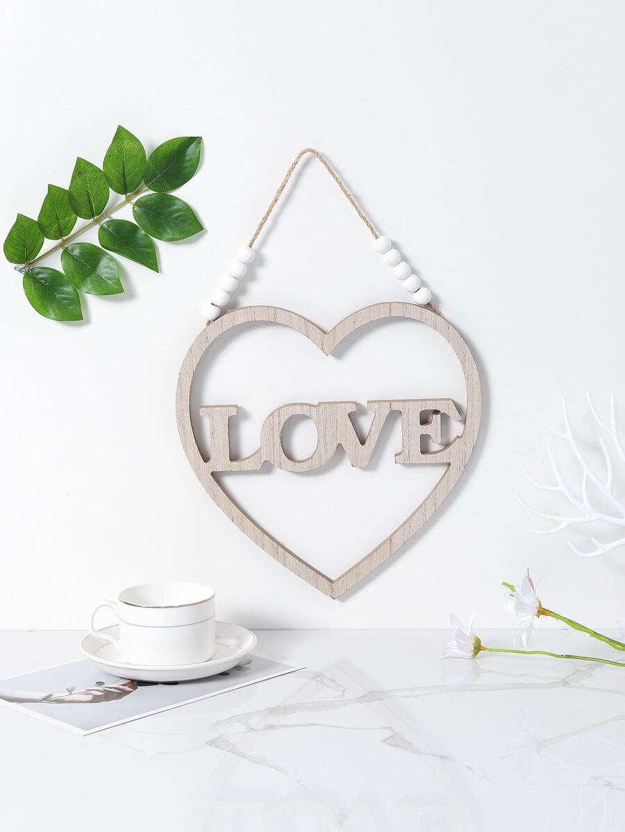 1pc Letter & Heart Shaped Wall Hanging - Multicolor - View 1