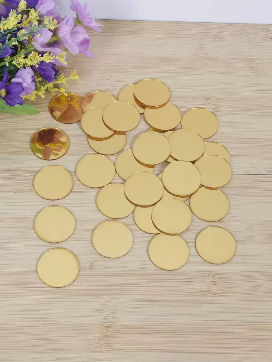 50 件/套镜面效果 DIY 装饰墙贴圆形、贴纸、墙贴花、乙烯基贴花用于家居装饰、春季装饰品刷新您的家、拉玛装饰贴纸礼物生日毕业镜子墙壁装饰房间装饰墙镜房间浴室装饰客厅装饰 - 金色 - 查看 1