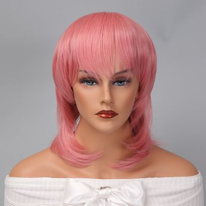 Short Straight Cosplay Synthetic Wig With Bangs