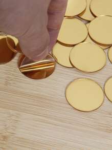 50 件/套镜面效果 DIY 装饰墙贴圆形、贴纸、墙贴花、乙烯基贴花用于家居装饰、春季装饰品刷新您的家、拉玛装饰贴纸礼物生日毕业镜子墙壁装饰房间装饰墙镜房间浴室装饰客厅装饰 - 金色 - 查看 3