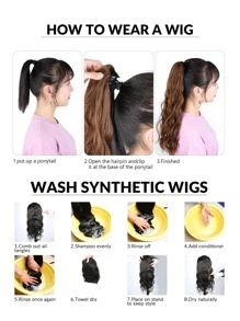 Short Curly Synthetic Hair Updo With Claw - Light Brown - View 7