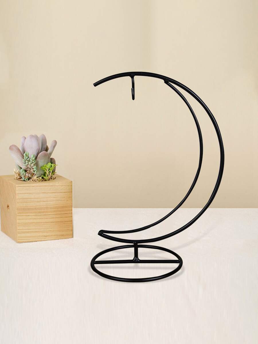 1pc Đồ trang trí bằng sắt, Đồ trang trí thiết kế mặt trăng hiện đại cho trang trí nhà E-I-D - màu đen - Xem 1