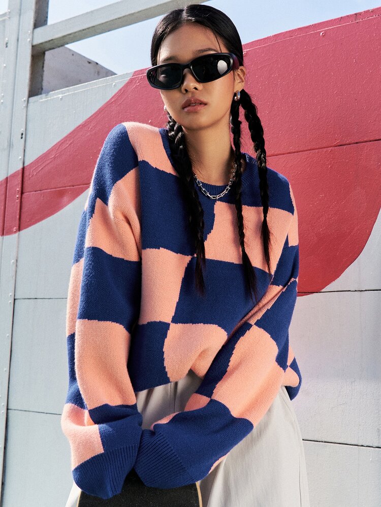 Color Block Drop Shoulder Sweater