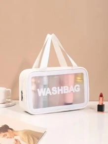 1入組字母圖案防水洗漱包 - 白色 - 查看 1