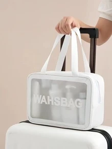 1入組字母圖案防水洗漱包 - 白色 - 查看 2