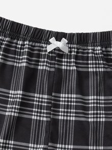 Mystic heart Ghost Print Plaid PJ Set - Black - View 5