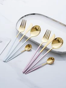 8pcs Two Tone Cutlery Set - Multicolor - View 1