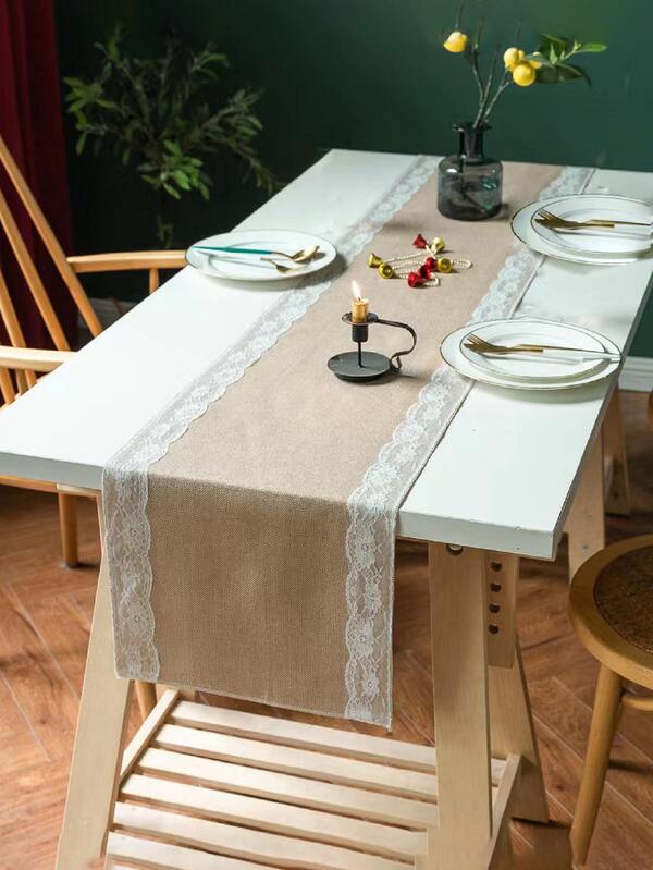 Contrast Lace Table Runner SHEIN EUR