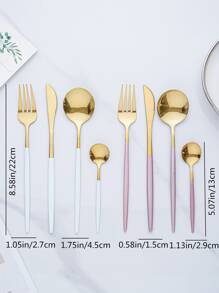 8pcs Two Tone Cutlery Set - Multicolor - View 3