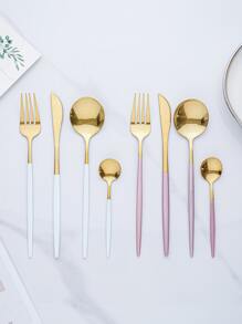8pcs Two Tone Cutlery Set - Multicolor - View 4