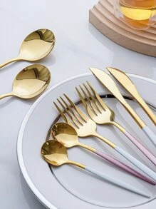 8pcs Two Tone Cutlery Set - Multicolor - View 6