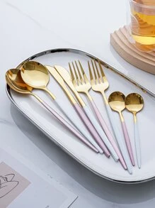 8pcs Two Tone Cutlery Set - Multicolor - View 7