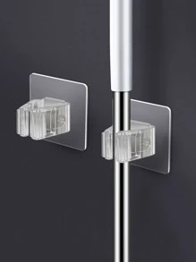 4pcs Punch-free Wall Mounted Mop Holder,Mop & Broom Storage Rack - Clear - View 1