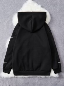 CovetEZ Áo khoác nỉ có khóa kéo, lót giữ nhiệt, in hình bướm, cỡ lớn. - màu đen - Xem 2