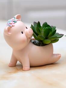 1pc Cartoon Pig Design Plant Container - Nhiều màu - Xem 5