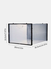 1入組塑膠鞋收納極簡矩形透明防塵鞋盒 - 黑色 - 查看 3