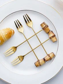 2pcs Bamboo Joint Decor Fork - Multicolor - View 2