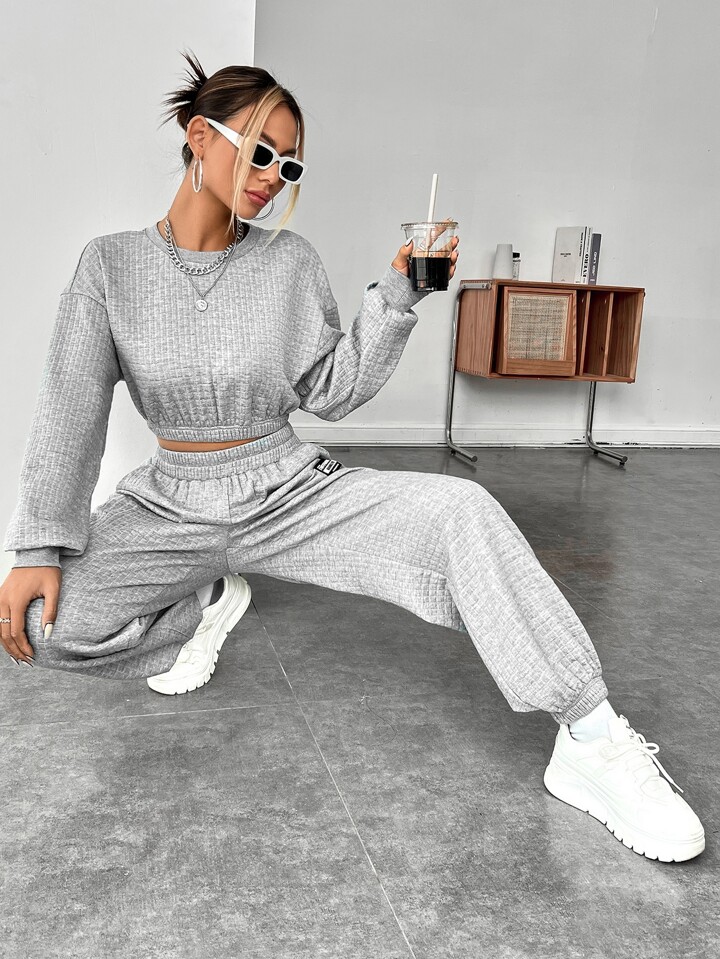 SHEIN EZwear 文字 パッチ付き ディティール ドロップショルダー ジ SHEIN EZwear 1個 文字 パッチ付き ディティール カラーブロック