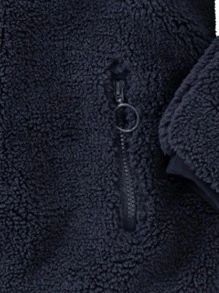 男孩拉鏈細節煙囪領絨毛外套 - 藏蓝色 - 查看 4