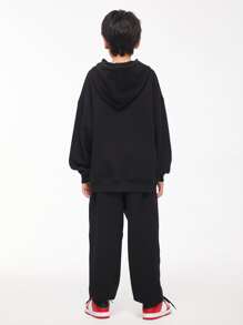 Chicos Pantalones deportivos de cintura con cordón - Negro - Ver 5