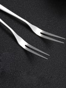 Bộ 6/12/24 chiếc nĩa ăn trái cây bằng thép không gỉ, nĩa gắp tráng miệng mini màu bạc, thích hợp cho tiệc tùng, đồ dùng học tập, trở lại trường học - Bạc - Xem 4