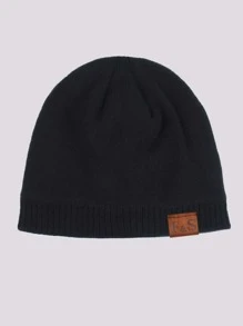 1 Miếng Nam Dày & Hai lớp Mũ đan Cho mùa đông , Các hoạt động ngoài trời , Đi du lịch , Đạp xe , Thể thao , Với Chữ thêu Thiết kế , Ấm áp & Thoải mái , Brim , Thích hợp Đối với Mặc hàng ngày - màu đen - Xem 2