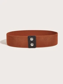 Boho Snap Button Elastic Belt - Brown - View 3