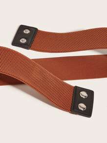Boho Snap Button Elastic Belt - Brown - View 4